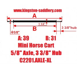 Mini Size Horse Cart Extra Long Axle 5/8" Axle, 3 3/8" Hub