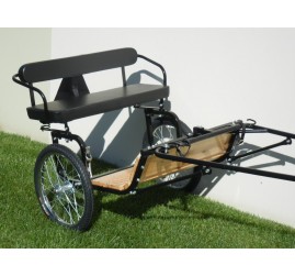 Easy Entry Horse Cart- Mini Size Hardwood Floor w/53" Curved Shafts w/20" Heavy Duty Bike Wheels