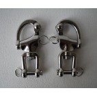 Pair of 5" large 316 stainless steel snap shackles with safety closures