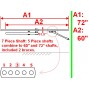 New Easy Entry Heavy Duty 7 Piece Straight Shafts 60”-72”Unit-NIB