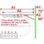 New Easy Entry Heavy Duty 7 Piece Straight Shafts 60”-72”Unit-NIB