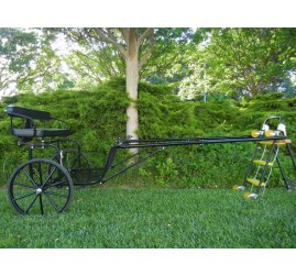 EZ Entry Horse Cart-Cob/Full Size Metal Floor with 72"/82" Straight Shafts w/27" Solid Rubber Tires