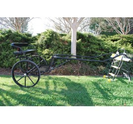 EZ Entry Horse Cart-Pony/Full Size Metal Floor with 69"-80" Curved Shafts w/30" Solid Rubber Tires